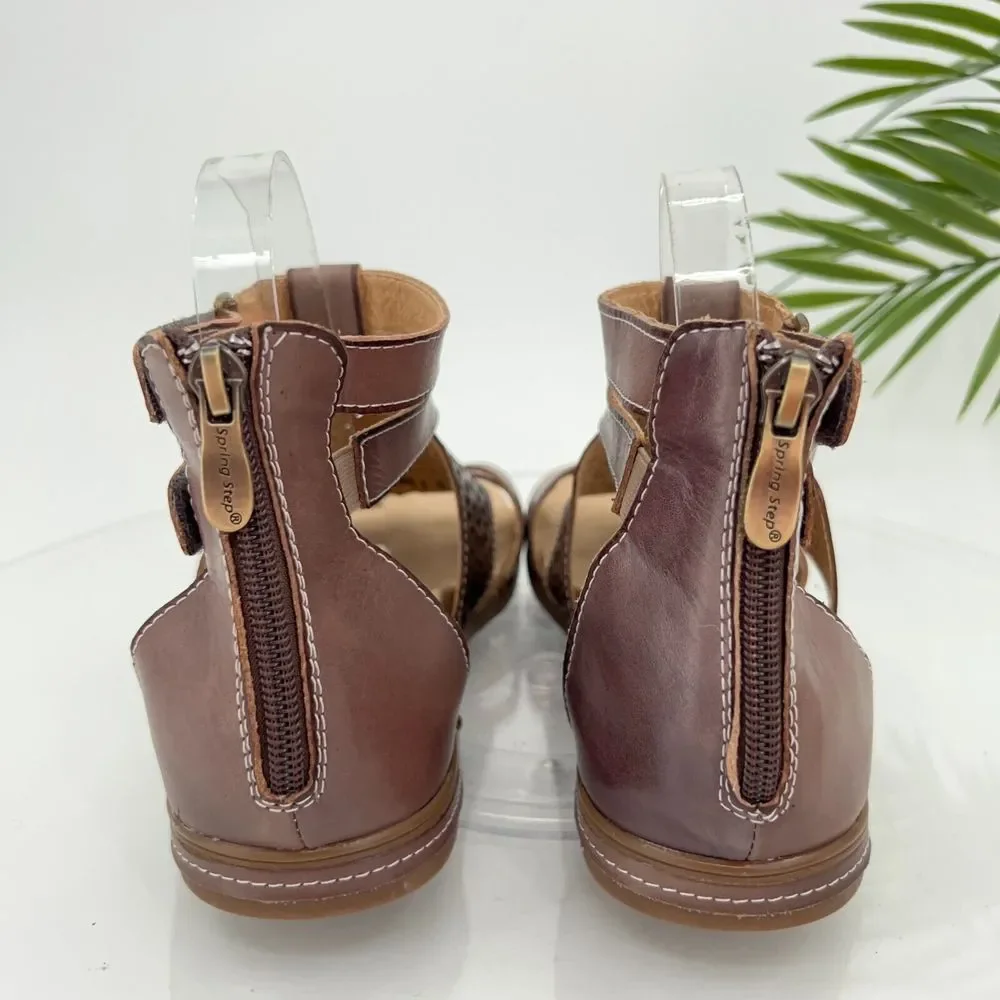 L'Artiste SpringStep Women's Dezra Sandal Size 40 10 Flat Brown Gladiator Shoes - Picture 8 of 15
